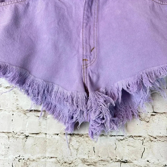 Vintage Orange Tab 550 Levis Denim Jean Cut Off Shorts Size 34 Dyed Purple Women - Picture 4 of 6